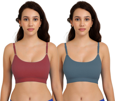 Cup's-In Goma Bra Women Minimizer Non Padded Bra(Maroon, Dark Green)