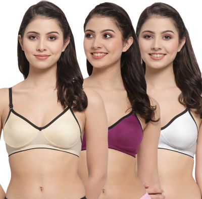 Docare M2Mino Women T-Shirt Non Padded Bra(Beige, Purple, White)