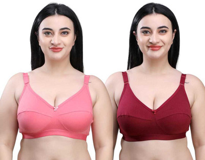 RVL Style URFI Women Full Coverage Non Padded Bra(Pink, Maroon)