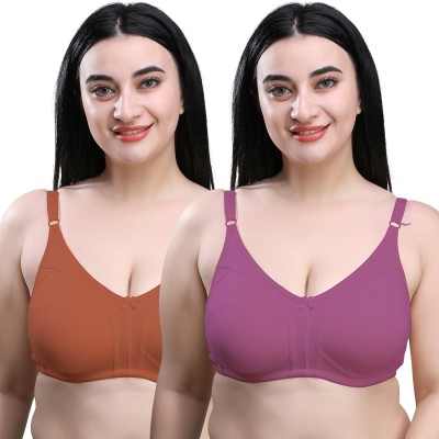 Maroon Women T-Shirt Non Padded Bra(Brown, Purple)