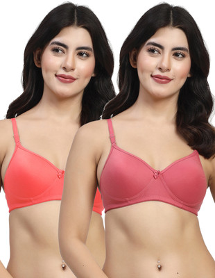 LILY mfruomalg Women T-Shirt Lightly Padded Bra(Pink)