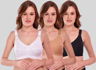 YISJUDAN Women Full Coverage Non Padded Bra(White, Beige, Black)