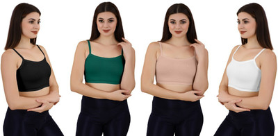 Guru Krupa Traders Women's Cotton Lycra Free Size Non Padded Pull On Sport Bra Women Sports Non Padded Bra(Multicolor)