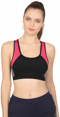 Laasa Sports COLOUR BLOCK ALL DAY TRAINING SPORTS BRA Women Sports Heavily Padded Bra(Black)