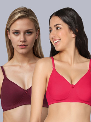 Eden EDEN01MAGENTAMAROON Women T-Shirt Non Padded Bra(Pink, Maroon)