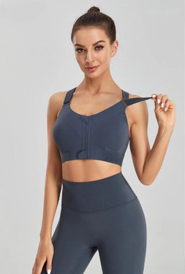 Kesar Lingeries Sports Yoga Bra with Adjustable Straps High Impact Women T-Shirt Non Padded Bra(Blue)