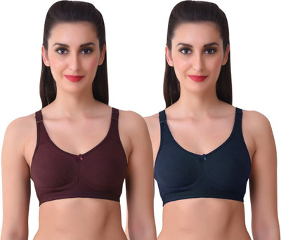 SKDREAMS SKDREAMS Multi Color Cotton Set of 2 Women's Bra Combo Women Full Coverage Non Padded Bra(Multicolor)
