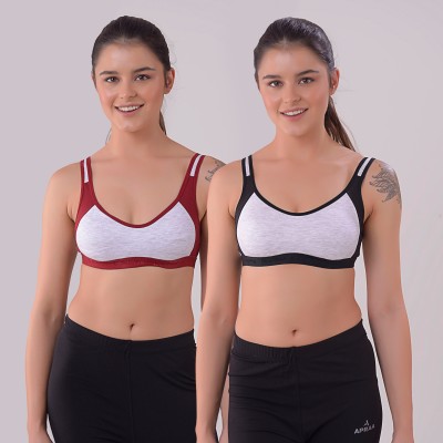 Apraa & Parma AF-3007 SP Women Sports Non Padded Bra(Black, Maroon)