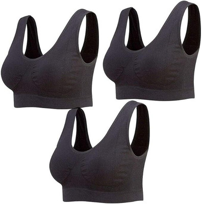 MEEMBOOLI Girls Sports Non Padded Bra(Black)