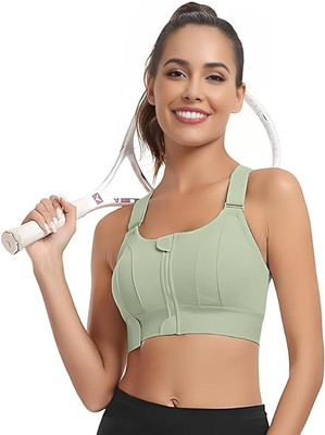 Kesar Lingeries gym bra for women and girls Women Full Coverage Lightly Padded Bra(Light Green)