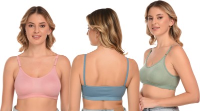 Liguria STYLISH FANCY YOGA RUNNING SPORTS BRA Women Push-up Non Padded Bra(Green, Blue, Pink)