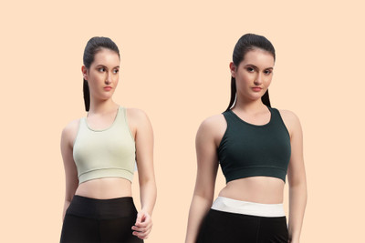 Chicaria Women Racerback Sports Bra Non Padded & Wirefree Women Sports Non Padded Bra(Light Green, Green)