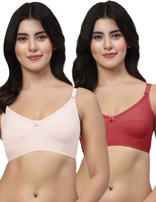 LILY akihdar Women Everyday Non Padded Bra(White, Maroon)