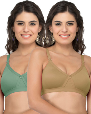 COLLEGE GIRL CG1304 Women Minimizer Lightly Padded Bra(Green, Brown)