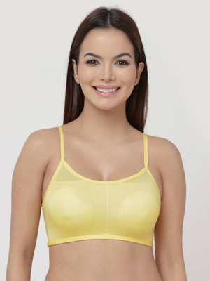 MUSKI COLLECTION Women's Lightly Padded Non-Wired Full Coverage Bra with Lace Detailing Women Bralette Lightly Padded Bra(Yellow)