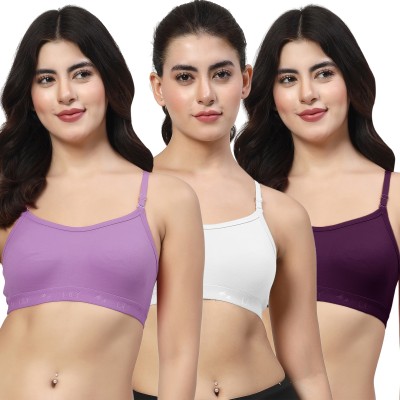 LILY 3321 Women Sports Non Padded Bra(Purple, White, Purple)