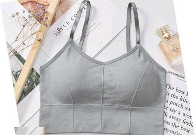 Vinbila Women Bralette Lightly Padded Bra(Grey)