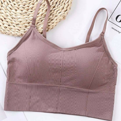 Payal Creation Women Sports Lightly Padded Bra(Brown)