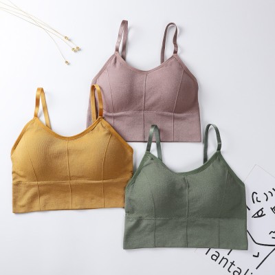 SAWKU Women Cami Bra Lightly Padded Bra(Yellow, Brown, Green)