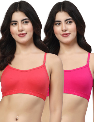 LILY 3321Mino Women Sports Non Padded Bra(Red, Pink)