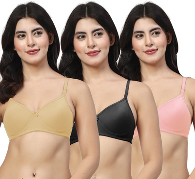 LILY maofcigam Women Full Coverage Heavily Padded Bra(Beige, Black, Pink)