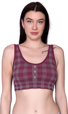 BEYONDIMAGINE Women Cami Bra Lightly Padded Bra(Maroon)