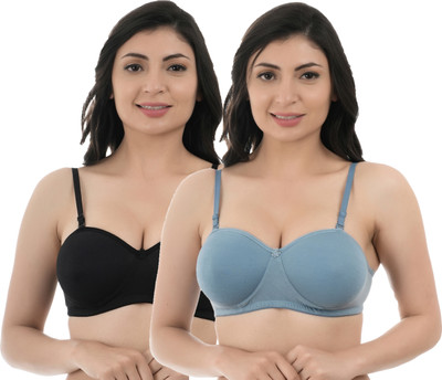 Auletics Light Supportive T-Shirt Bra 36B in Black-Grey for Women Daily Comfort Women T-Shirt Lightly Padded Bra(Black, Grey)
