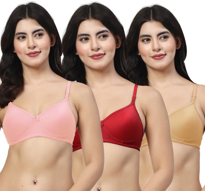 LILY maofcigam Women T-Shirt Heavily Padded Bra(Pink, Maroon, Gold)