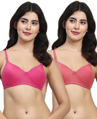 LILY mfruomalg Women T-Shirt Lightly Padded Bra(Maroon, Pink)