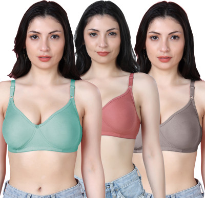 Shyam Sons FLAIR Emily Women T-Shirt Non Padded Bra(Green, Maroon, Brown)