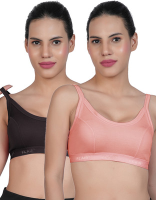 Shyam Sons FLAIR Lovely Women Sports Non Padded Bra(Black, Orange)