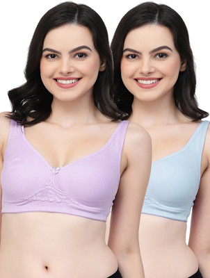 COLLEGE GIRL CG1214 Double Layered Women T-Shirt Non Padded Bra(Purple, Light Blue)