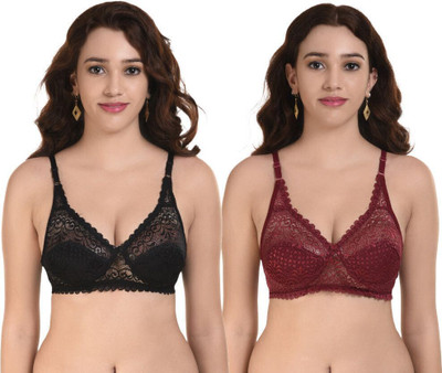 missway Bralette Bra for Women Women Everyday Lightly Padded Bra(Black, Maroon)