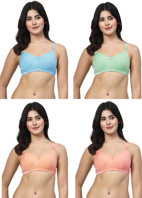 LILY inimad Women Balconette Non Padded Bra(Blue, Green, Orange, Pink)
