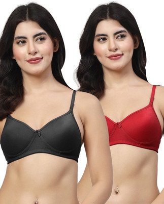LILY maofcigam Women Full Coverage Heavily Padded Bra(Black, Maroon)