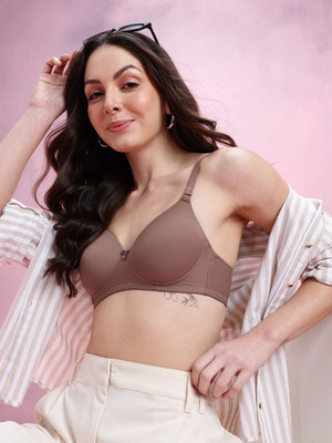 Dressberry Women's Solid Lightly Padded T-Shirt Bra Women T-Shirt Lightly Padded Bra(Brown)