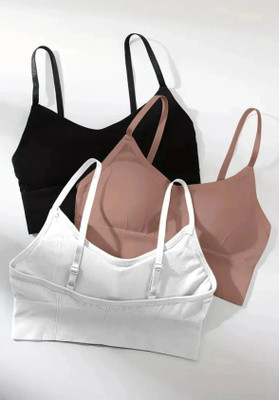 the gorsluxury Women Everyday Lightly Padded Bra (Black, White, Grey) Women Sports Non Padded Bra(Multicolor)