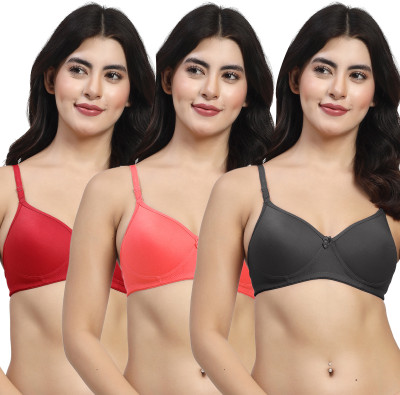 LILY mfruomalg Women T-Shirt Lightly Padded Bra(Black, Red, Maroon)