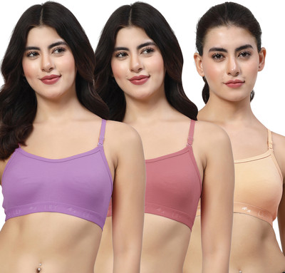 LILY 3321Mino Women Sports Non Padded Bra(Purple, Maroon, Orange)