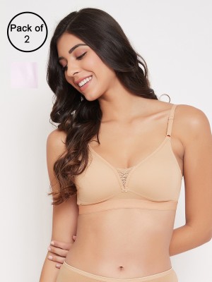 Clovia Women T-Shirt Non Padded Bra(Beige, Pink)