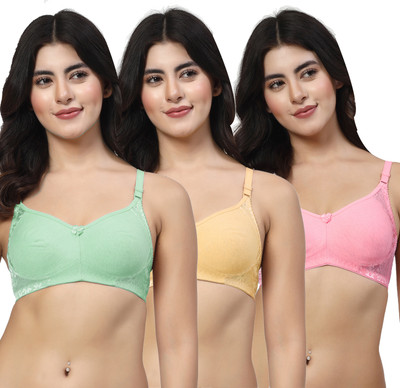 LILY inimad Women Bralette Non Padded Bra(Green, Yellow, Pink)