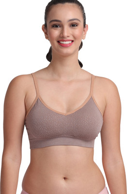 AMOUR SECRET Women's Cotton Blend Light Padded Sports Bra RLS1015 Women Full Coverage Lightly Padded Bra(Brown)