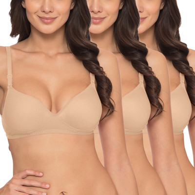 KOMLI Komli Heavily Padded Push-up Cotton Rich Bra Women Push-up Heavily Padded Bra(Beige)