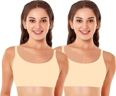 BRAAFEE Girls stretchable cotton full coverage non padded bra Girls Training/Beginners Non Padded Bra(Beige)