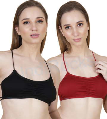 IndiRocks Spandex Padded Bra Comfortable Non-Wired with Removable Pad -Pack Of 2 Women Bandeau/Tube Heavily Padded Bra(Black, Maroon)