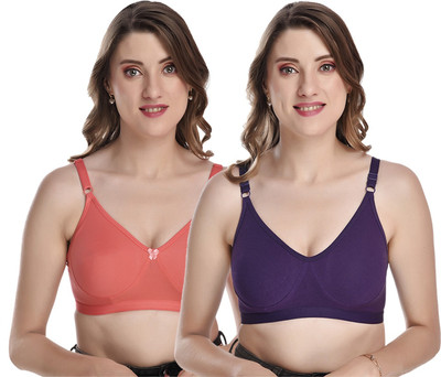 elina Women Everyday Non Padded Bra(Orange, Purple)