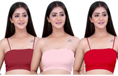 DEKZOW Women Cami Bra Lightly Padded Bra(Maroon, Pink, Red)