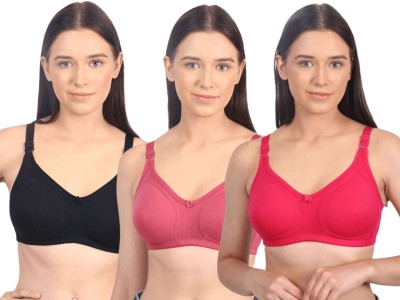 Vanila Women Everyday Non Padded Bra(Black, Pink, Red)