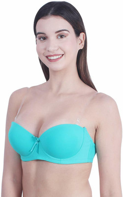 Pink PixiesCreation Transparent Strap Backless Pushup Bra Women Push-up Lightly Padded Bra(Light Blue)