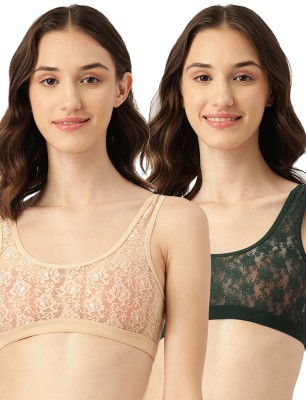 LEADING LADY Women T-Shirt Non Padded Bra(Green, Beige)